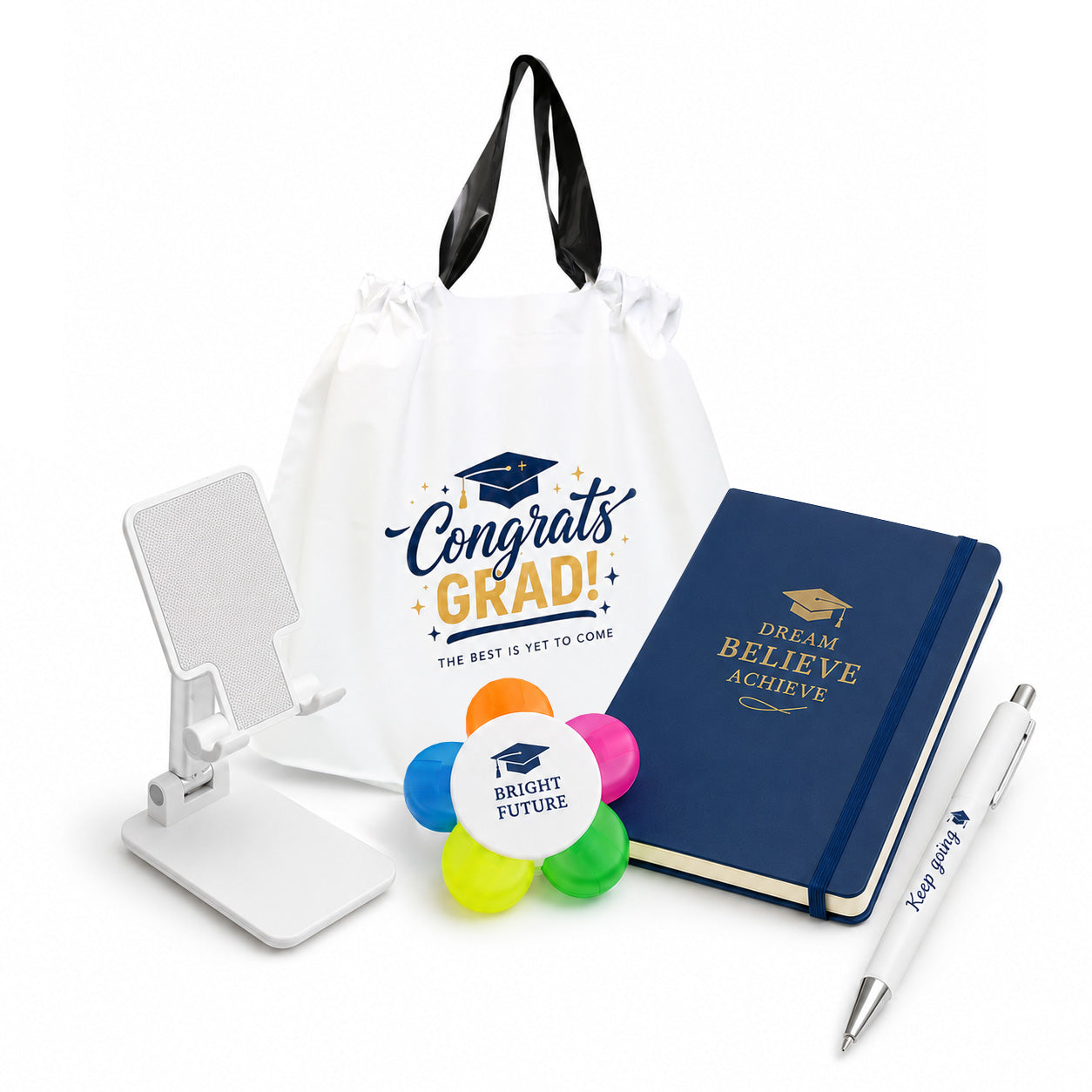 Graduation Gift Set F with stationery, phone stand, notebook and bag