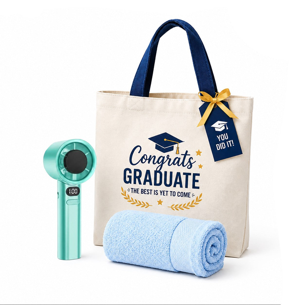 Graduation Gift Set I with portable fan, towel and canvas bag