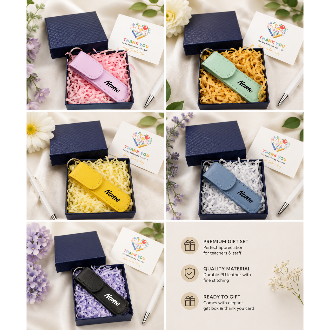 Personalised portable nail polisher keychain gift set in five colours