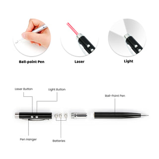 Personalised 3-in-1 LED & Laser Pen | Customised Name Gift | Print Logo Corporate Gift