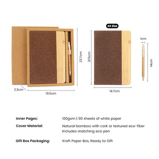 Eco-Friendly Customised Gift A5 Notebook Set with Pen | Personalised Notebook with Laser Engrave Name