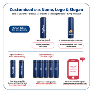 Personalised 500ml Smart Digital Tumbler Hot Flask | LED Temperature Display Thermos | Corporate Gift Teacher Day Gifts