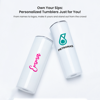 Skinny Tumbler (Stainless Steel) (White) (20oz)
