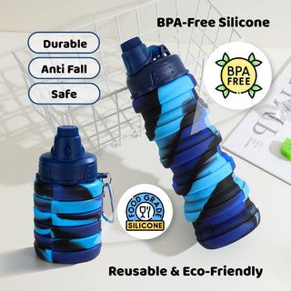 Collapsible Water Bottle BPA Free | Silicone Sport Bottle | Foldable Water Bottle