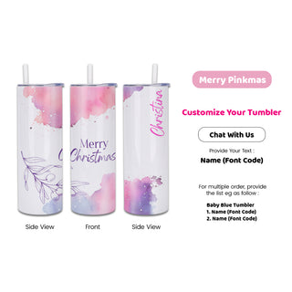 Corporate Gift Customised Bottle | Print Name Skinny Tall Mug with Straw | Christmas Gift Personalised Tumbler