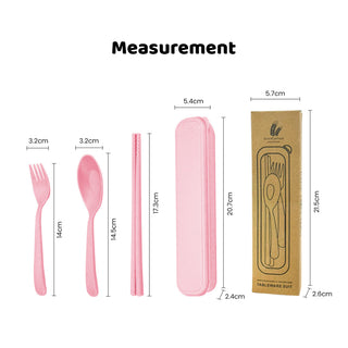 Personalised Wheat Cutlery Set with Box | Customised Utensil Kit with Case | Personalized Fork and Spoon Set