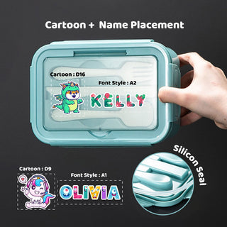 🎁 FREE Teacher Day Card | Personalised Bento Lunch Box Microwave Safe With cutlery Food Container BPA Free