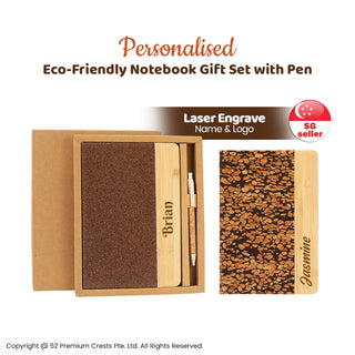 Eco-Friendly Customised Gift A5 Notebook Set with Pen | Personalised Notebook with Laser Engrave Name