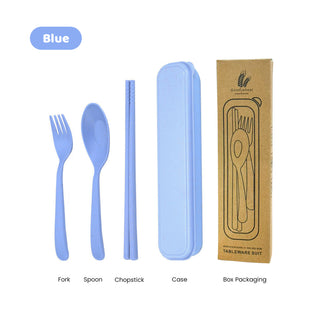 Personalised Wheat Cutlery Set with Box | Customised Utensil Kit with Case | Personalized Fork and Spoon Set