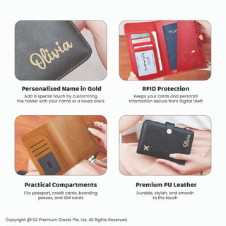 Personalised  Passport Holder RFID Blocking | Customised  Name pouch | Christmas Gift | Creative Useful Gift
