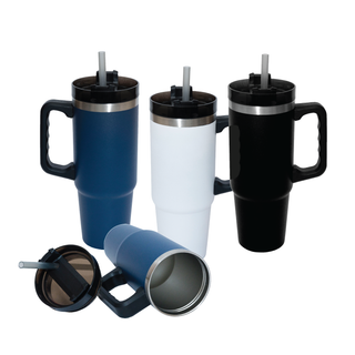 900ml PP Straw with Lid Stainless Steel Tumbler