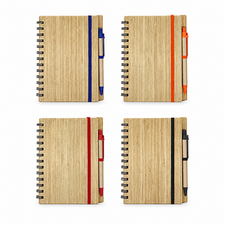 Bamboo-Cover Notebook with Pen (14 × 18 cm)