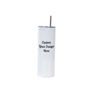 Skinny Tumbler (Stainless Steel) (White) (20oz)
