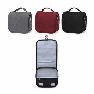 Two-Tone Nylon Toiletries Bag with 3 Compartments