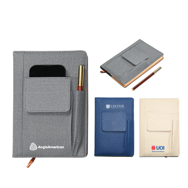 Customised A5 PU Leather Notebook with Pocket