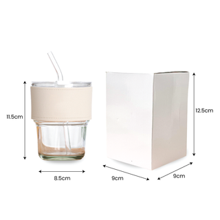 Customised 450ml Glass Mug with PU sleeve