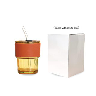 Customised 450ml Glass Mug with PU sleeve