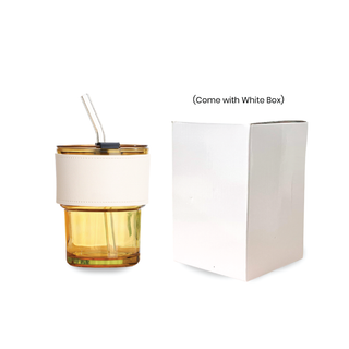 Customised 450ml Glass Mug with PU sleeve