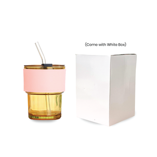 Customised 450ml Glass Mug with PU sleeve