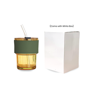 Customised 450ml Glass Mug with PU sleeve