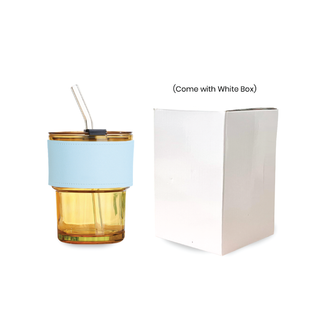 Customised 450ml Glass Mug with PU sleeve