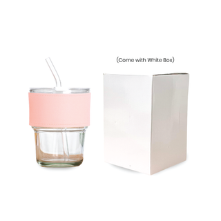 Customised 450ml Glass Mug with PU sleeve