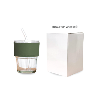 Customised 450ml Glass Mug with PU sleeve