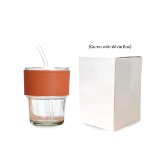 Customised 450ml Glass Mug with PU sleeve