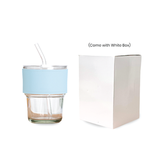 Customised 450ml Glass Mug with PU sleeve