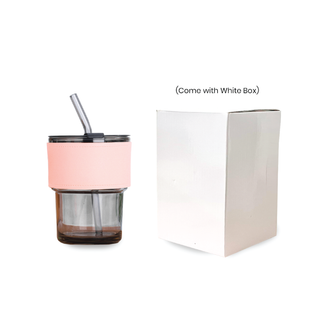 Customised 450ml Glass Mug with PU sleeve