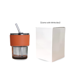 Customised 450ml Glass Mug with PU sleeve