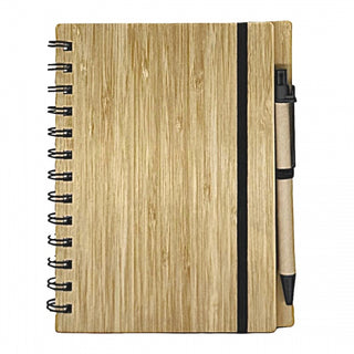 Bamboo-Cover Notebook with Pen (14 × 18 cm)