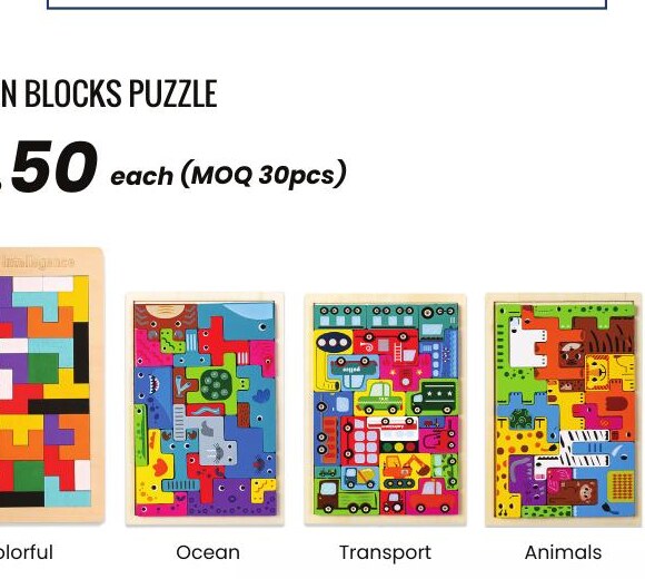 Colourful wooden blocks puzzles